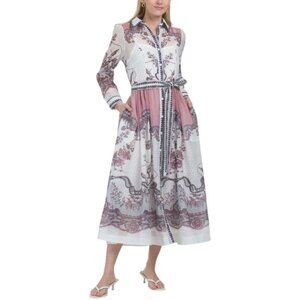 NANCY YANG Long Sleeve Shirt Dress